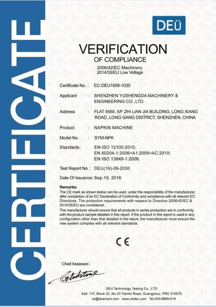 China Dongguan Runda Tissue Paper Equipment Co.,LTD certificaten